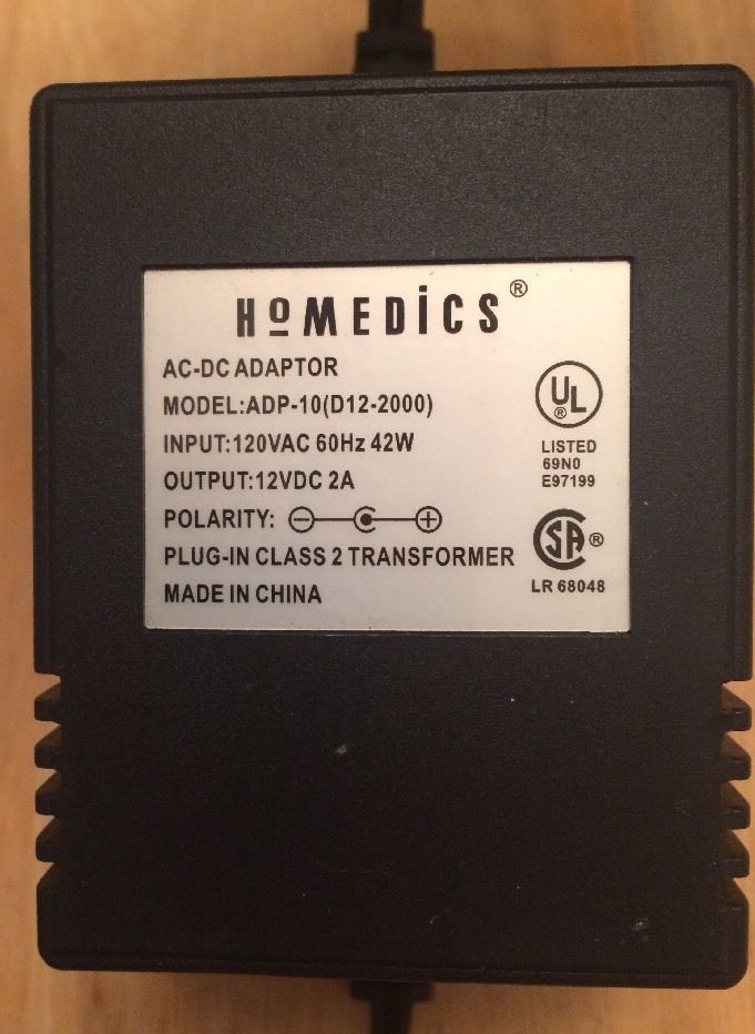 Brand new 12VDC 2A HoMedics (ADP-10) D12-2000 Black AC Adapter Power Supply